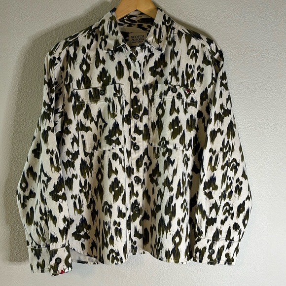 Scotch & Soda Printed Cotton Denim Button Up Shirt/Jacket - Picture 2 of 12